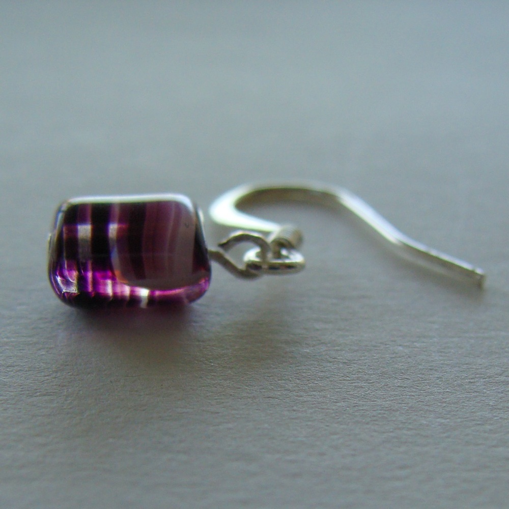 Milk-Stripe Pillow Handmade Earrings NWT Silver Pl